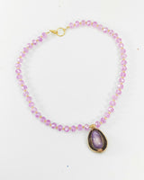 Minimalist Glass Bead Necklace with Upcycled Shell Pendant – Elegant Handmade Jewellery