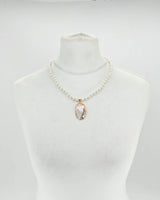Minimalist Glass Bead Necklace with Upcycled Shell Pendant – Elegant Handmade Jewellery