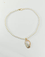 Minimalist Glass Bead Necklace with Upcycled Shell Pendant – Elegant Handmade Jewellery
