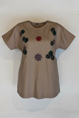 Sustainable Quilted Smock Top – Handmade Recycled Fabric Cotton Blouse with Heart Details & Pockets