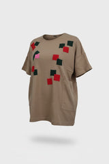 Sustainable Quilted Smock Top – Handmade Recycled Fabric Cotton Blouse with Heart Details & Pockets