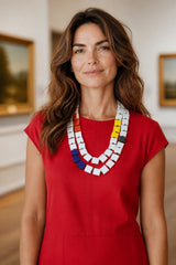 Mondrian Colour Block Necklace | Handmade Recycled Wood Statement Jewellery – Jianhui London