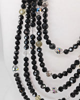Faceted clear Vintage crystal beads with diamente crystal flower with ribbon - Classic statement style necklace for wedding, anniversary and other special occasions