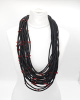 Handmade Recycled Textile Cord Statement Necklace – Multi Layer Lightweight Design - Unique Eco-Friendly Jewellery Gift