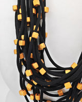 Handmade Recycled Textile Cord Statement Necklace – Multi Layer Lightweight Design - Unique Eco-Friendly Jewellery Gift