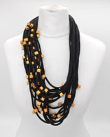 Handmade Recycled Textile Cord Statement Necklace – Multi Layer Lightweight Design - Unique Eco-Friendly Jewellery Gift