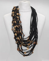 Handmade Recycled Textile Cord Statement Necklace – Multi Layer Lightweight Design - Unique Eco-Friendly Jewellery Gift