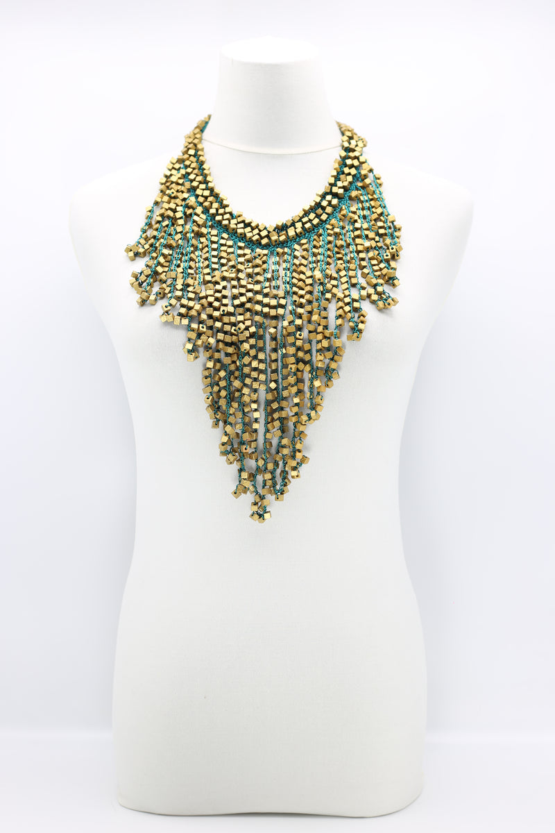 Hand Crocheted Wooden Beads Tassel Long Necklace - Short - Jianhui London