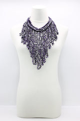 Hand Crocheted Wooden Beads Tassel Long Necklace - Short Hand Painted - Jianhui London
