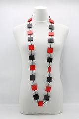 RECYCLE WOOD SQUARE NECKLACE -DUO - Jianhui London