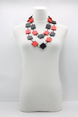RECYCLE WOOD SQUARE NECKLACE -DUO - Jianhui London