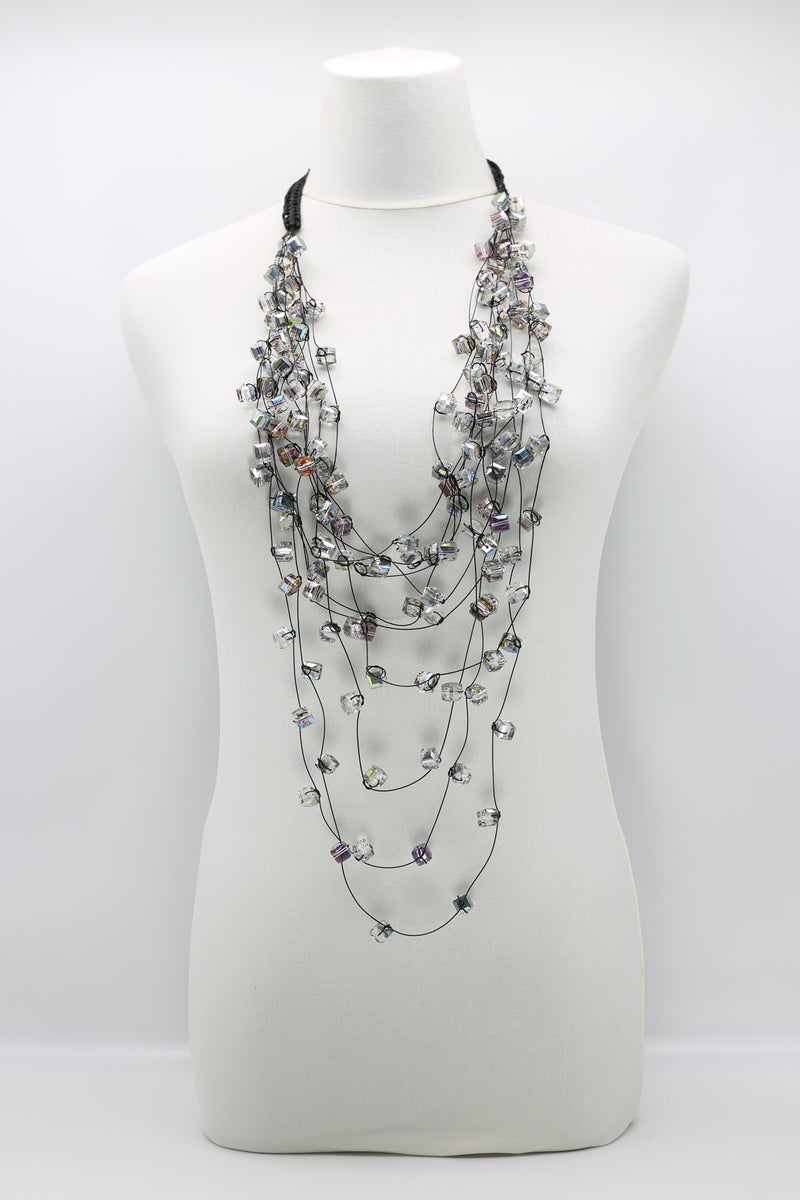 Crystal Cubes on Fishing Wire Necklaces - Medium - Jianhui London