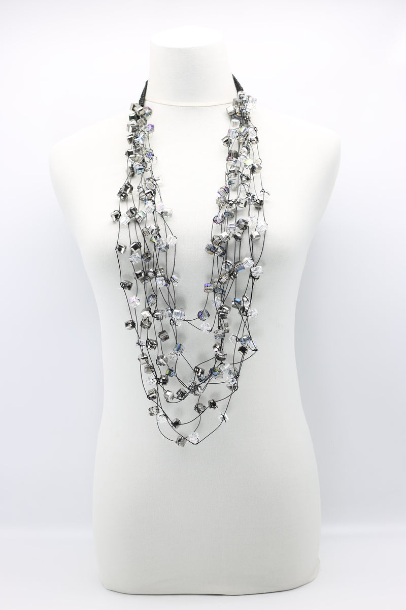 Crystal Cubes on Fishing Wire Necklaces - Medium - Jianhui London