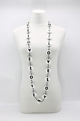 Jianhui London LOVE & HOPE Disk Necklace | Recycled Wood on Cotton Cord | Sustainable Jewellery