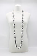 Jianhui London LOVE & HOPE Disk Necklace | Recycled Wood on Cotton Cord | Sustainable Jewellery