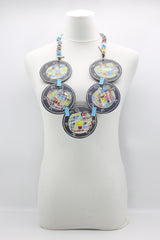 Hand Carved And Painted Recycled Leather Planet Disk Necklace - Jianhui London