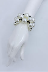 Classic Faux Pearl Statement Bracelet | Handmade Stretch Pearl Jewelry