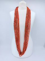 10-Strand Hand Painted Recycled Wood Cube Bead Necklace | Sustainable Boho Statement Jewellery
