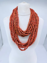 10-Strand Hand Painted Recycled Wood Cube Bead Necklace | Sustainable Boho Statement Jewellery