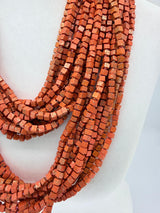 10-Strand Hand Painted Recycled Wood Cube Bead Necklace | Sustainable Boho Statement Jewellery