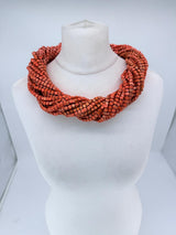 10-Strand Hand Painted Recycled Wood Cube Bead Necklace | Sustainable Boho Statement Jewellery