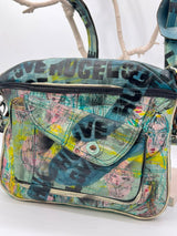 One-of-a-Kind Hand Painted Recycled Leather Bag – Artistic Crossbody Laptop Bag