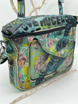 One-of-a-Kind Hand Painted Recycled Leather Bag – Artistic Crossbody Laptop Bag