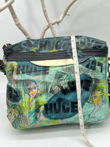 One-of-a-Kind Hand Painted Recycled Leather Bag – Artistic Crossbody Laptop Bag