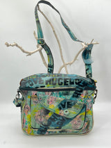 One-of-a-Kind Hand Painted Recycled Leather Bag – Artistic Crossbody Laptop Bag