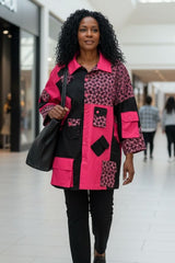 Handmade Neon Pink & Black Jacket – Recycled Cotton Batik Jacket | Special Edition Sustainable Statement Piece