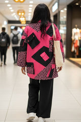 Handmade Neon Pink & Black Jacket – Recycled Cotton Batik Jacket | Special Edition Sustainable Statement Piece