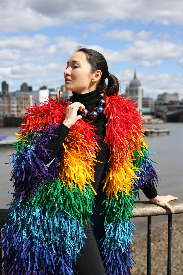 Hand Made Rainbow Fringe Jacket From Recycled Plastic Bottle - Jianhui London