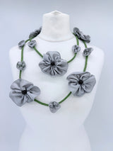 Poppy Garden Handmade textile flower Necklace