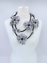 Poppy Garden Handmade textile flower Necklace