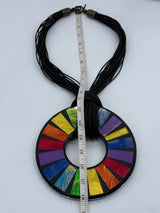 Boho Statement Mosaic Necklace or Round Bangle – Handmade Recycled Glass Art Jewelry - Large