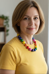 Rainbow Wooden Bead Necklace | Handmade Pride Jewelry Gift