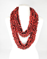 Recycled Wood Donut Bead Infinity Necklace | Hand-Woven Statement Scarf - Hand Painted Small