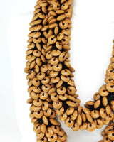 Recycled Wood Donut Bead Infinity Necklace | Hand-Woven Statement Scarf - Small