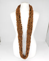 Recycled Wood Donut Bead Infinity Necklace | Hand-Woven Statement Scarf - Small