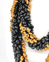 Recycled Wood Donut Bead Infinity Necklace | Hand-Woven Statement Scarf - Small