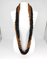 Recycled Wood Donut Bead Infinity Necklace | Hand-Woven Statement Scarf - Small