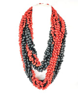 Recycled Wood Donut Bead Infinity Necklace | Hand-Woven Statement Scarf - Small