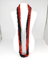 Recycled Wood Donut Bead Infinity Necklace | Hand-Woven Statement Scarf - Small