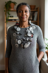 Recycled Paper Orchids Floral Necklace