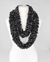 Recycled Wood Donut Bead Infinity Necklace | Hand-Woven Statement Scarf - Large