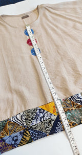 Recycled Fabric Quilted Kaftan – Handmade Cotton Summer Top with LOVE Patch Detail