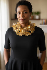 Recycled plastic bottles - Big double Water Lily Necklaces - Hand gilded
