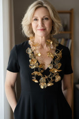 Recycled plastic bottles - Big double Water Lily Necklaces - Hand gilded