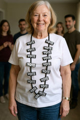 Recycled Ribbon VOTE Necklace – Lightweight Ethical Jewelry, Unique Gift Idea