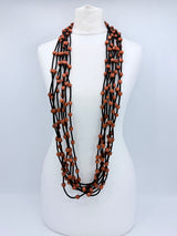 Jianhui London - Handmade Recycled Wood Diamond Bead Statement Necklace | 8-Strand Versatile Sustainable Jewelry